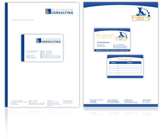 Briefpapier und Visitenkarten