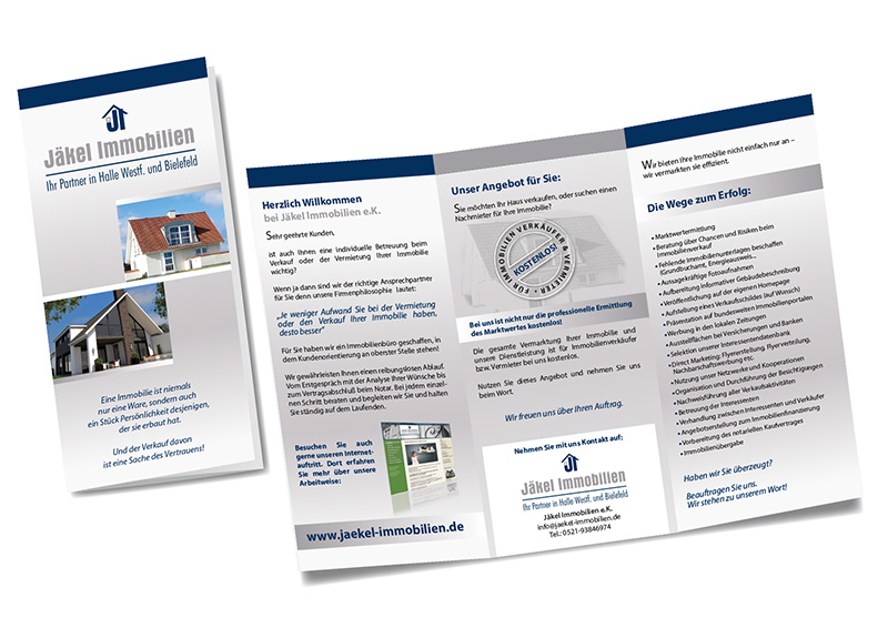 Gestaltung und Druck Flyer für Immobilienmakler Bielefeld